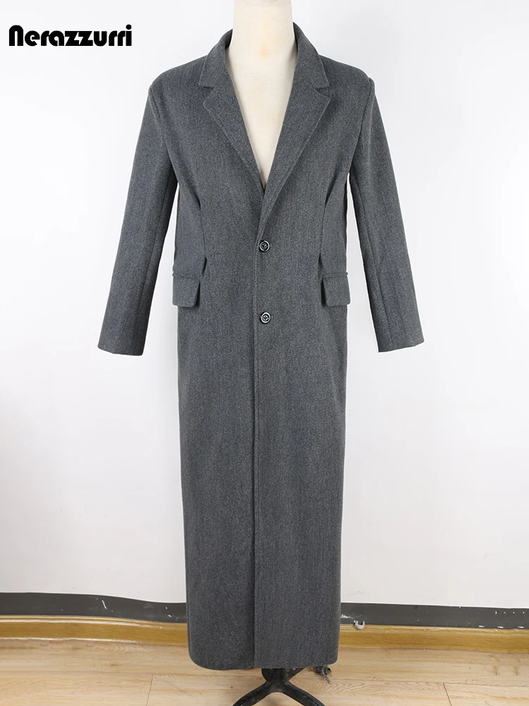 NieR 高品質GRAY LONG COAT nerazzurri Autumn Winter Extra Long Thick Warm Grey Overcoat