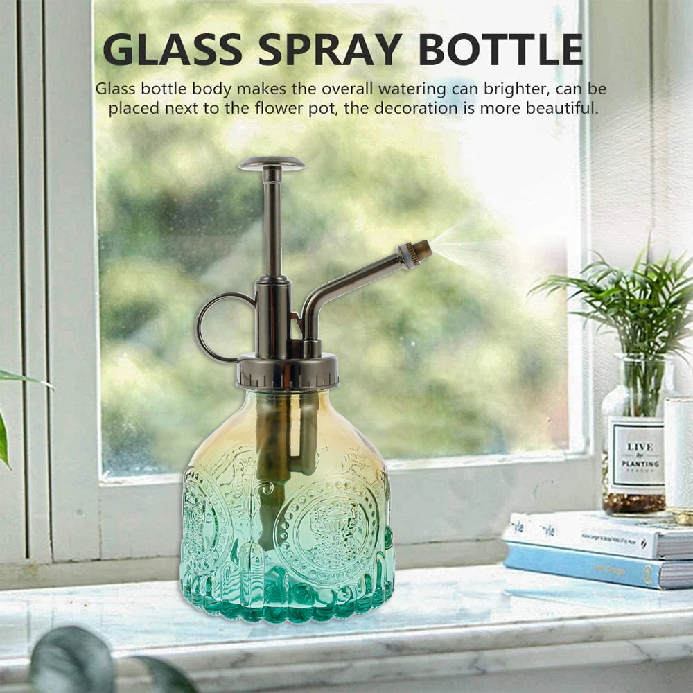 Plants Watering Can Glass Bottle and Plastic Nozzle Flower Watering Spray Durable Vintage Spray Bottle for Indoor Potted Plants