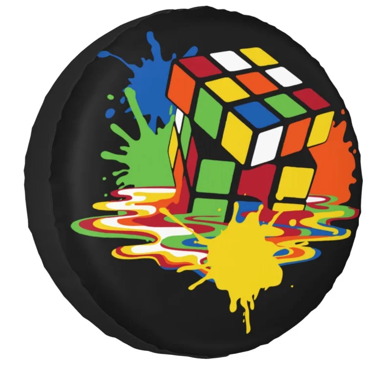 

Melting Rubiks Cube Spare Wheel Tire Cover Case for Jeep Hummer Geometric Math Magic Vehicle Accessories 14" 15" 16" 17