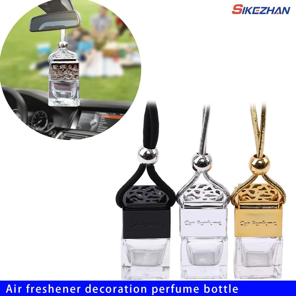 Elegant Hanging Glass Car Air Freshener Ornament with Essential Oils