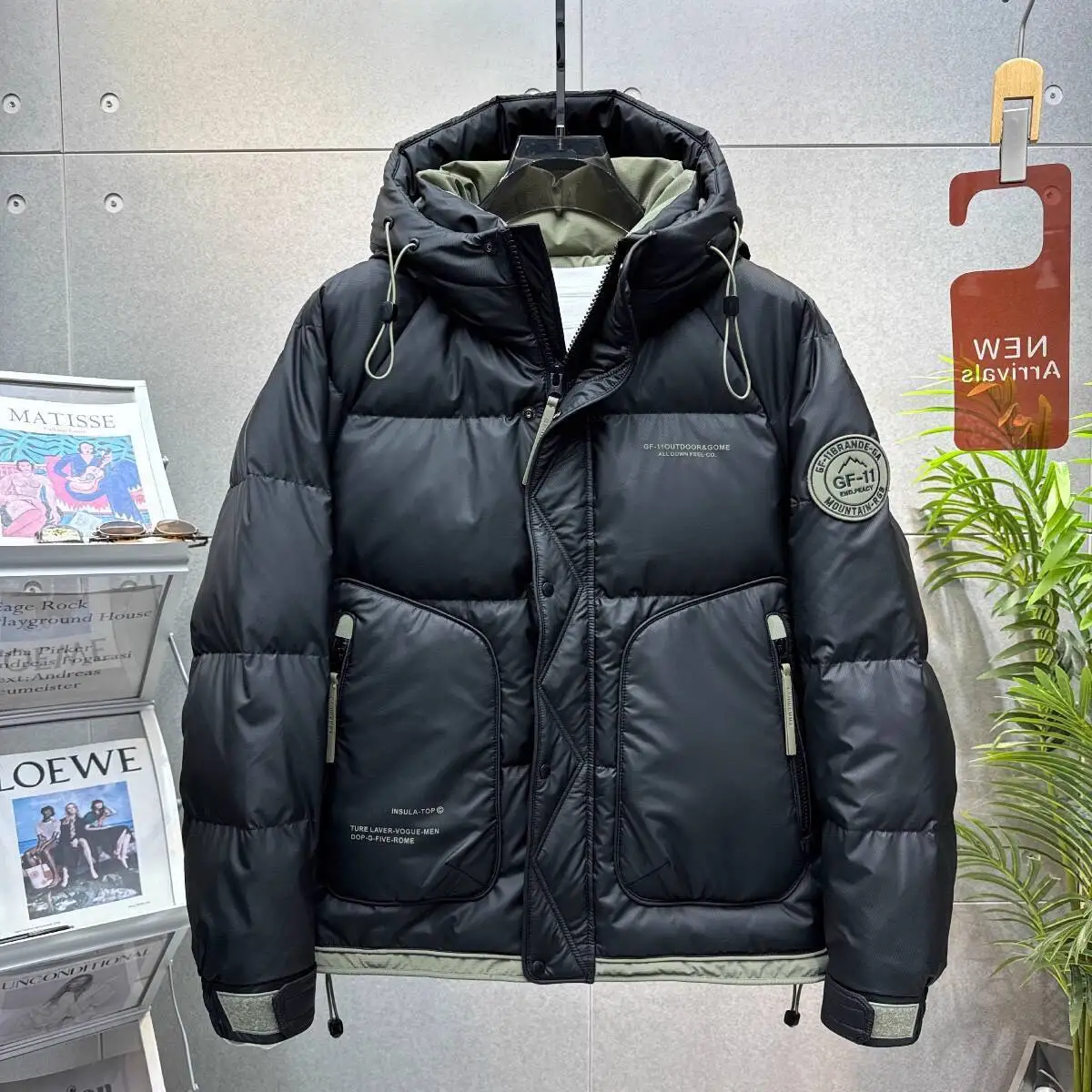 Men's Sport Hooded Down Jacket Fall Winter Thick Warm Outdoor Windproof Sportwear Coats Male Workwear White Duck Down Jacket