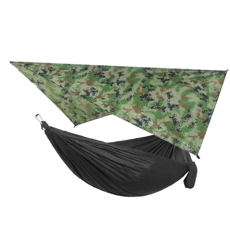 Camping Hammock Includes Mosquito Net, Rain Fly, Tree Straps, Perfect for Camping Lightweight Nylon Portable Single Hammock 