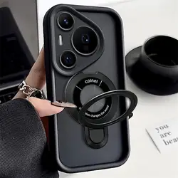 3D Holder Stand Soft Silicon TPU Phone Case for Pura 70Pro (Black)