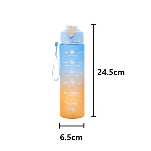 700ml High Temperature Resistant Plastic Sports Cup Rainbow Frosted Progressive Color Water Bottle with Graduated Straw YDSH01 2