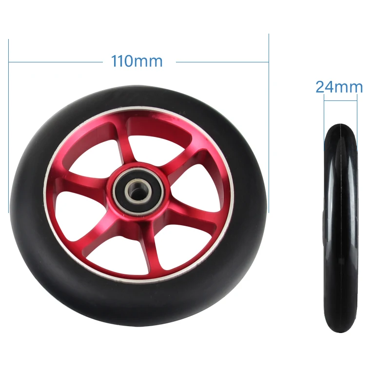 Lot De 2 Roues De Scooter 100mm En Alliage Aluminium - Polyuréthane, Avec Roulements, Remplacement Freestyle - 13