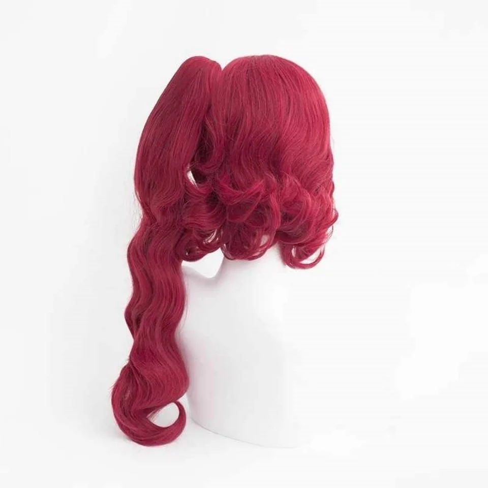 Synthetic Red Wig for Women with Bangs and Dark Roots