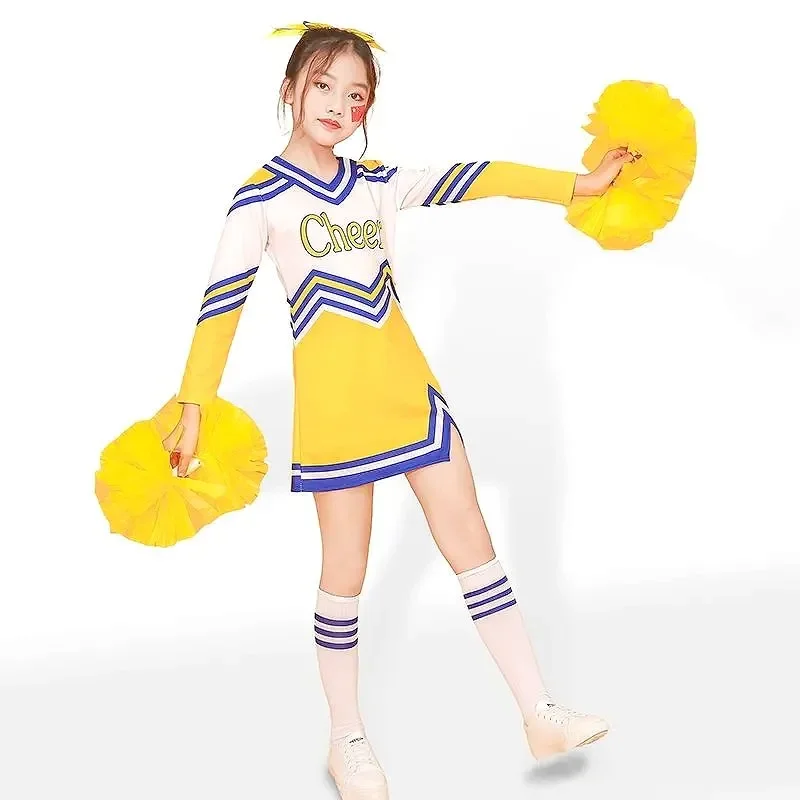 5Pcs/set Children Competition Cheerleaders Girl boy School Team Uniforms Kids Performance Costume Class Suit Kid Girl School Sui