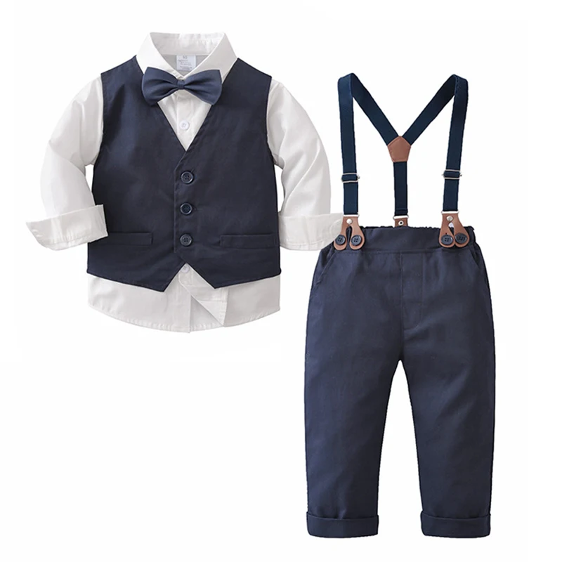 Stylish Boys' 4-Piece Suspender Outfit - Perfect for Spring