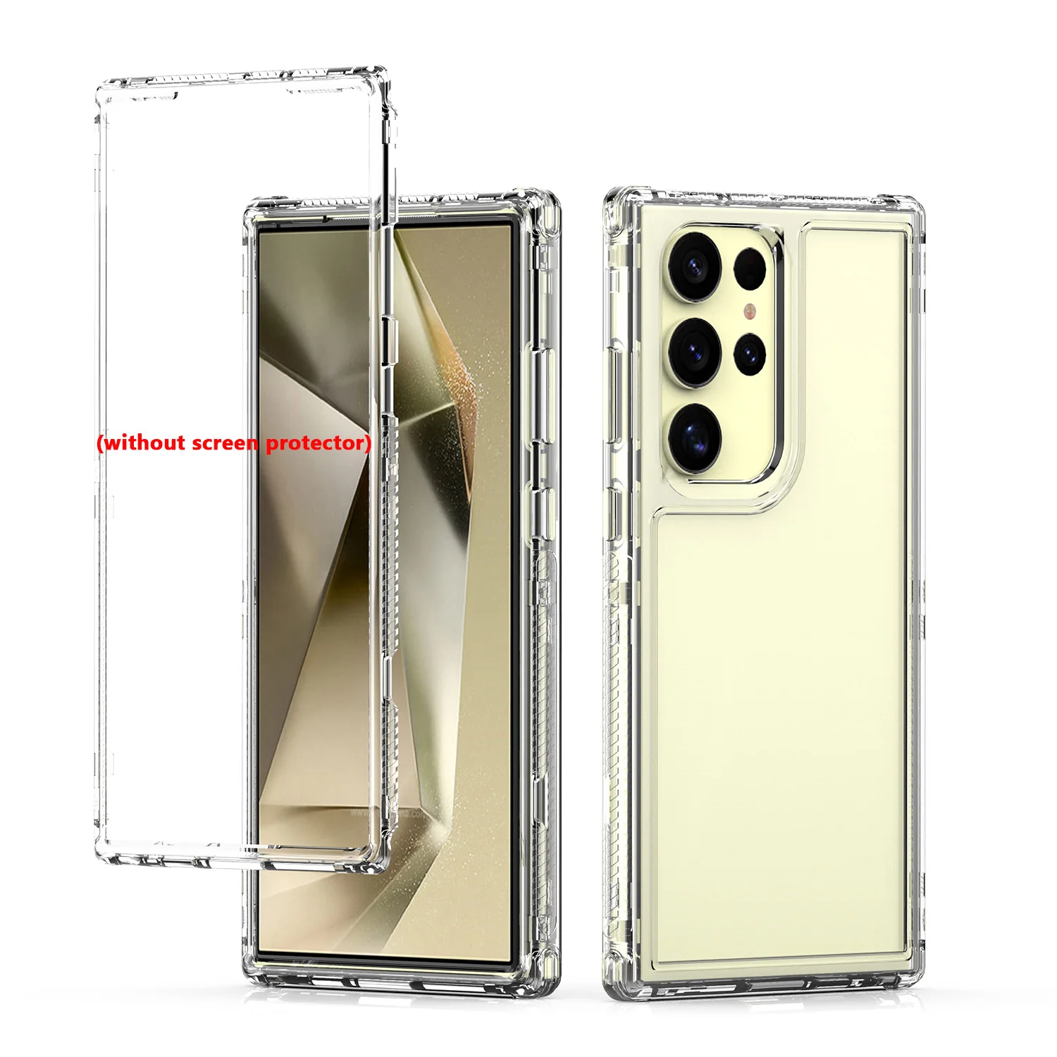 Versatile 3-in-1 Shockproof Armor Phone Case with Transparent Acrylic Back