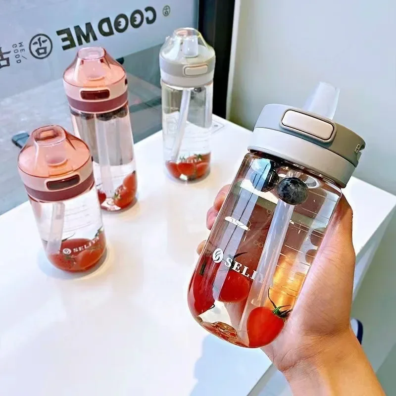 Water Cup Available for Pregnant Women Simple Outdoor Sports Rope Straw High Temperature Plastic Cup Kawaii Water Bottle water bottle sports water bottle sports bottle plastic water bottle