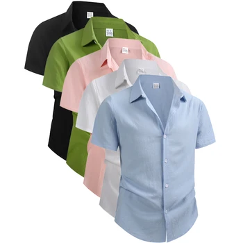100% Linen Cotton Shirt Men Summer Short Sleeve Male Tops 2026 Brand Clothing High Quality Shirts Casual Fashion Shirt For Men 1
