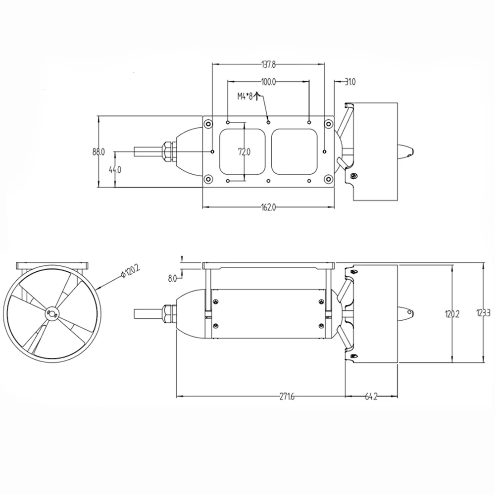 Фото Подводный Thruster U30 12 ~ 48 В, встроенный ESC может толкать 650 кг, 2 кВт, полностью металлический, 1800 Вт, бесщеточный двигатель для Каяка, весла, лодки №5