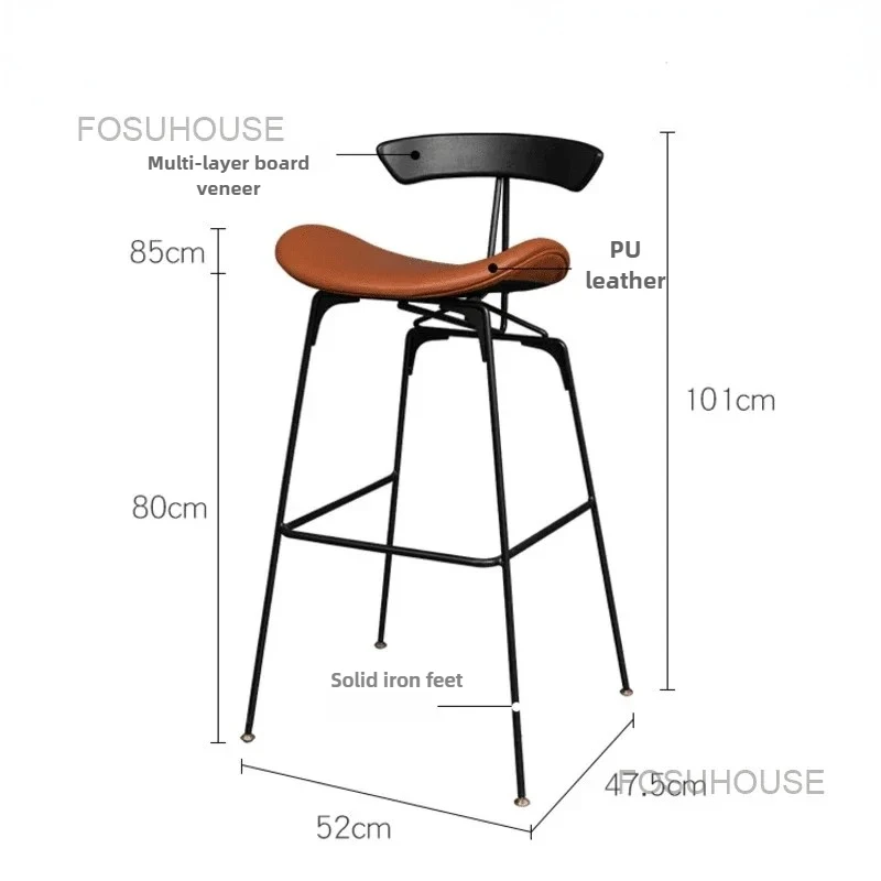 Industrial Iron Bar Chairs Kitchen Furniture Modern Vintage Back Bar Stools nordic Designer Luxury Reception High Chair