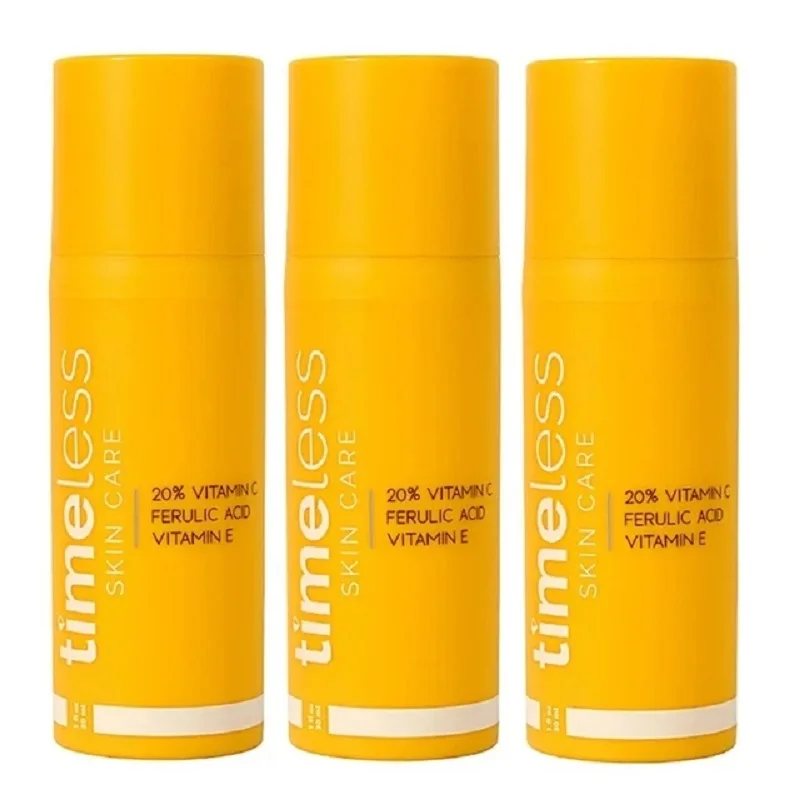 

3PCS Timeless Skin Care 20% Vitamin C + E Ferulic Acid Serum 30ML Lightweight Non-Greasy Formula Brighten Restore & Correct Skin