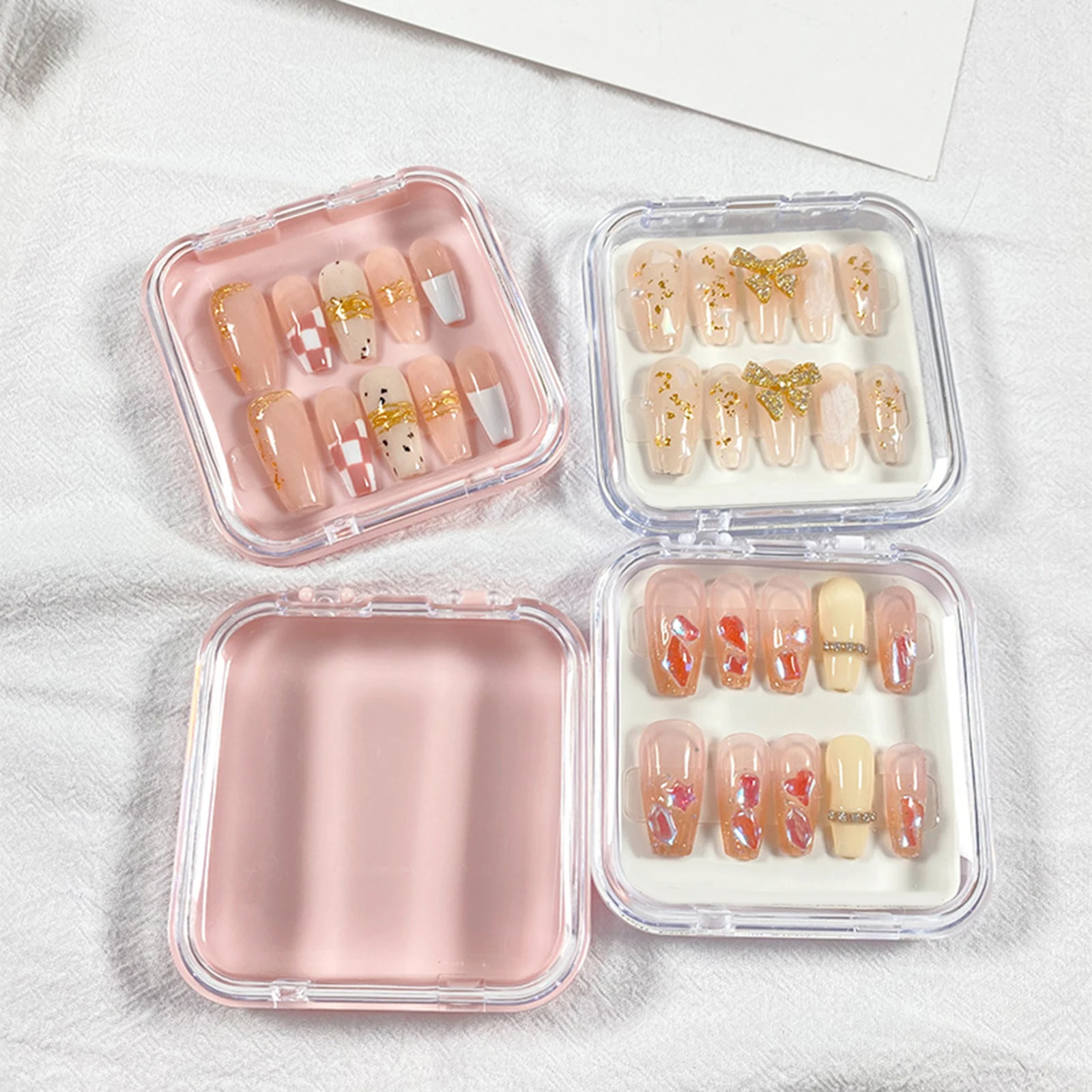 10x False Nail Packaging Boxes Press on Nail Storage Boxes Artificial Nail Art Display Organizer Case Holder for Salon（Box Only