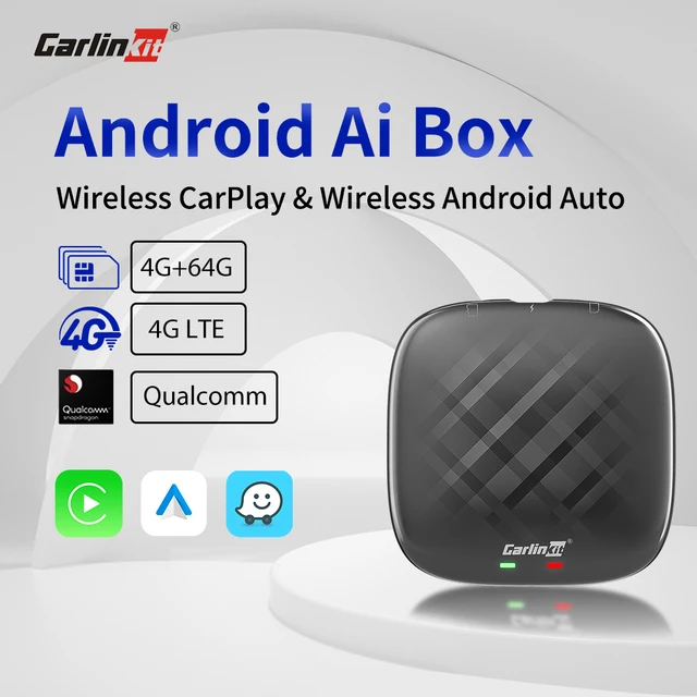  2023 CarlinKit ai Box Android Auto Wireless 4G  Cellular,4+64G,8Core, Only Fit for Cars with OEM/Factory Wired  CarPlay,Wireless CarPlay&Android System,Built-in Navigation,Support   Netflix,etc : Electronics