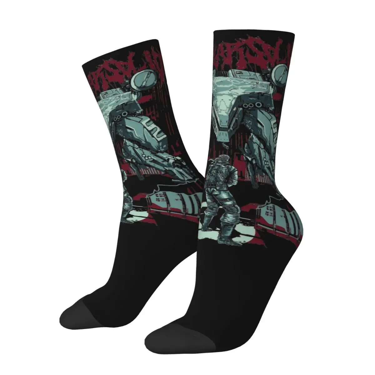 

Men Women Metal Gear Solid Fan Art Military Game Socks Warm Funny Happy gamer Socks Hip Hop Merch Middle Tube Socks Amazing Gift