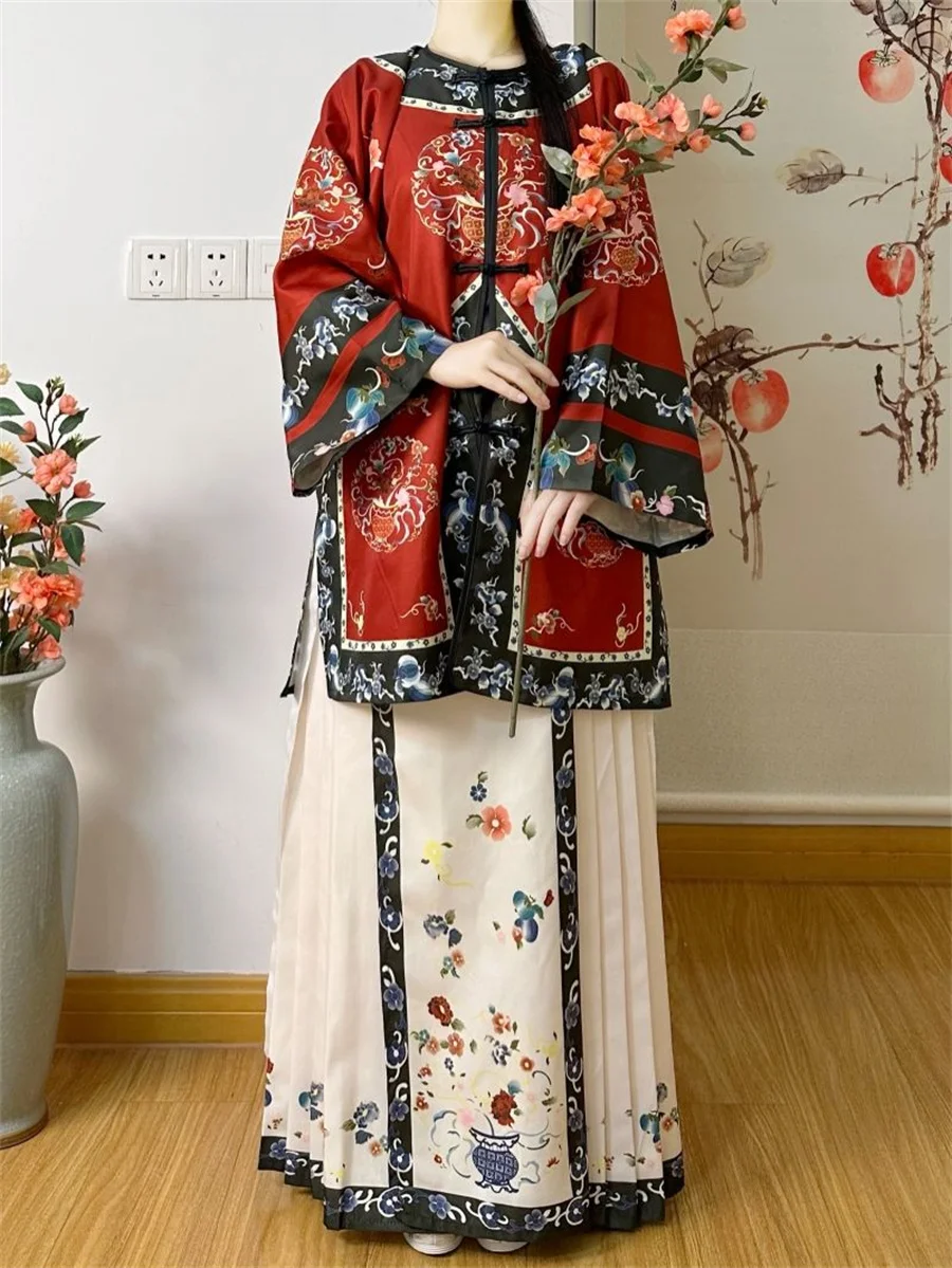 

Hanfu Women Chinese Traditional Cosplay Costume Ancient Song Dynasty Hanfu Dress Spring red Green Sets Plus Size XL