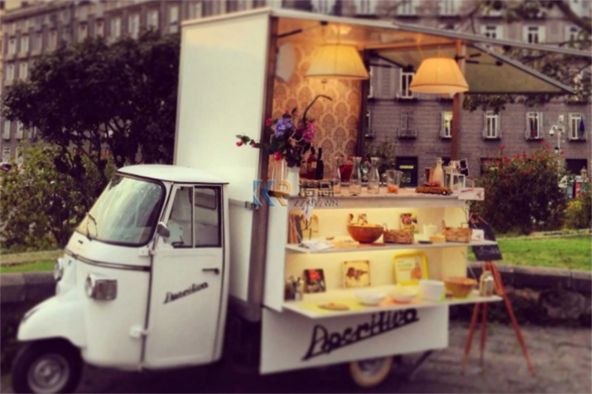 

Трехколесный трейлер Piaggio Ape для мороженого, трейлер для напитков, хлебобулочная машина, чай, трейлер, кофейная тележка, диспенсер для сока