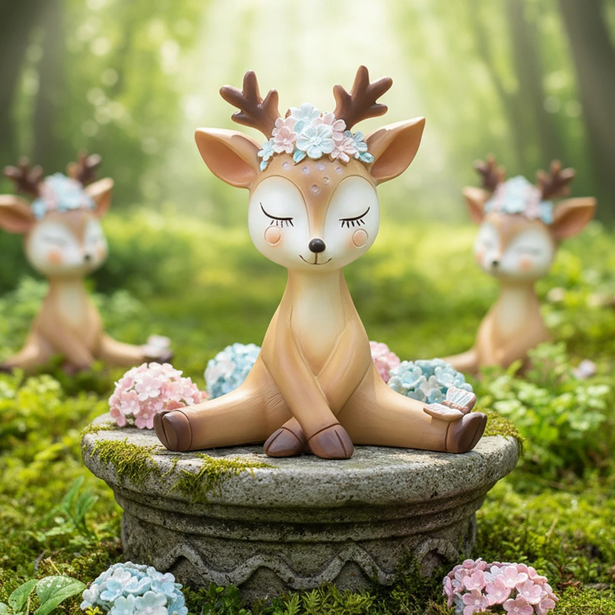 1PC, creative cartoon little sika deer decorative gift resin home desktop decorative item
