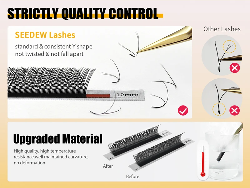 Description Picture 5 of itemSEEDEW YY Shape Eyelash Extension C/D Curl Natural Soft Volume Lashes 0.05/0.07mm Two Tips Y-Shaped False Eyelashes