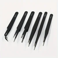 6pcs ESD Anti-Static Stainless Steel Tweezers - Precision Maintenance & Industrial Repair Tools for Working & Model Making. 2