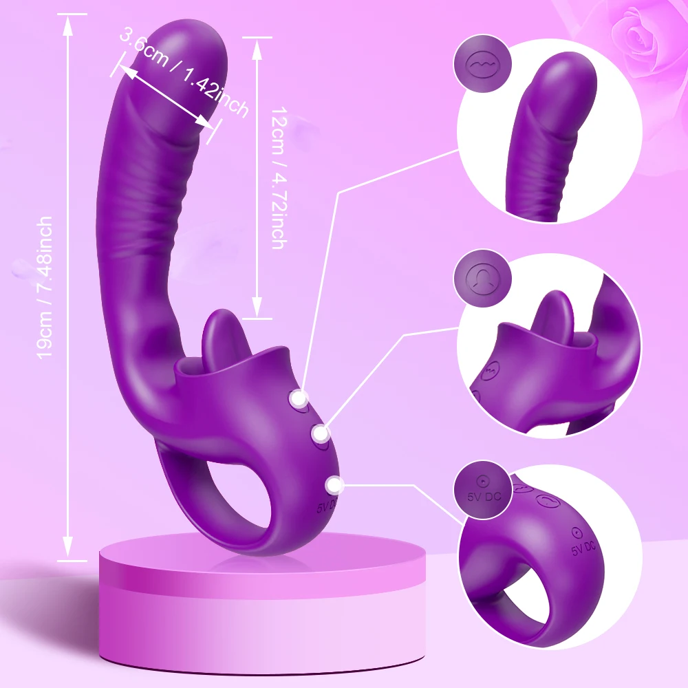 Clitoral Licking G Spot Vibrator for Women Clit Stimulator Realistic Dildo with 10 Licking & Vibrating Modes A_voghion.com