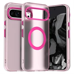 Matte Clear Magnetic Wireless Charging Armor Case - Military Shockproof Candy Color Frosted Finish for Pixel 10A (Rose Red)