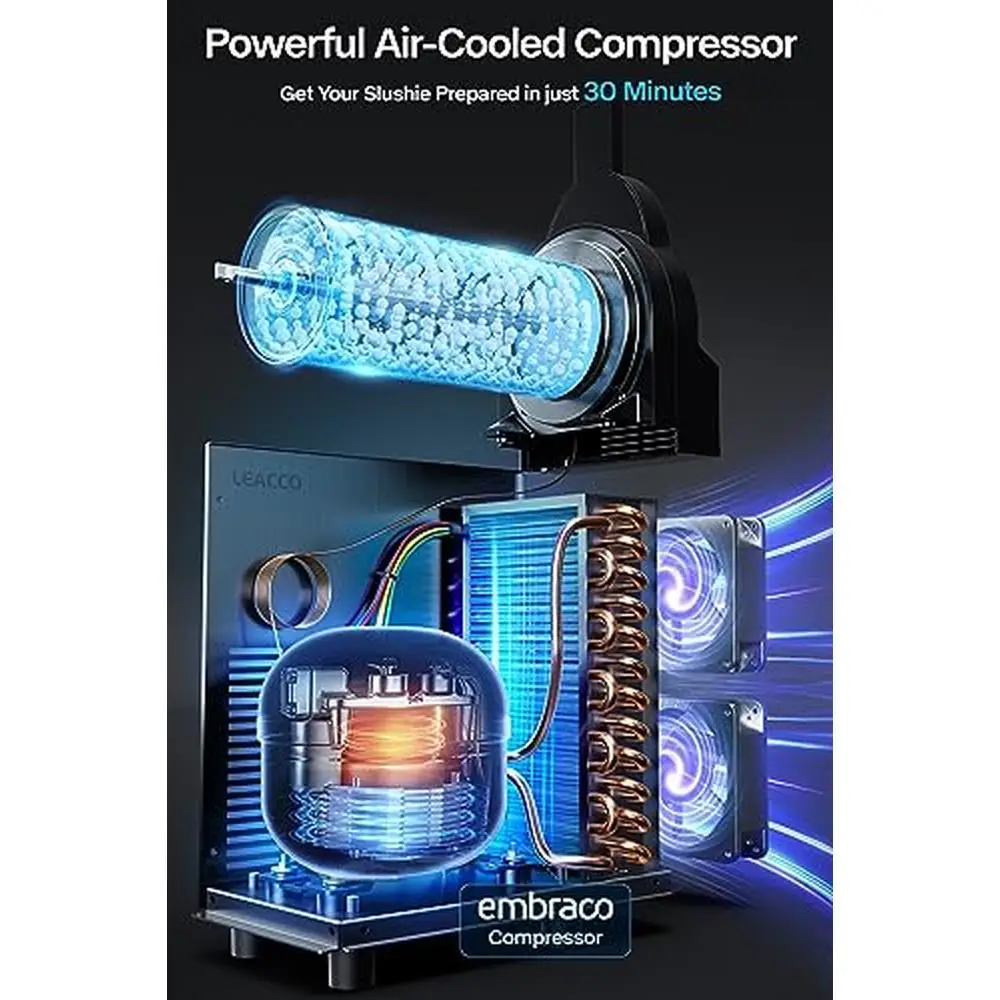 Stainless Steel Commercial Slushie Maker 15L Capacity Smoothie Machine 110V Customizable Drinks LED Bowls Fast Freezing Ideal 6