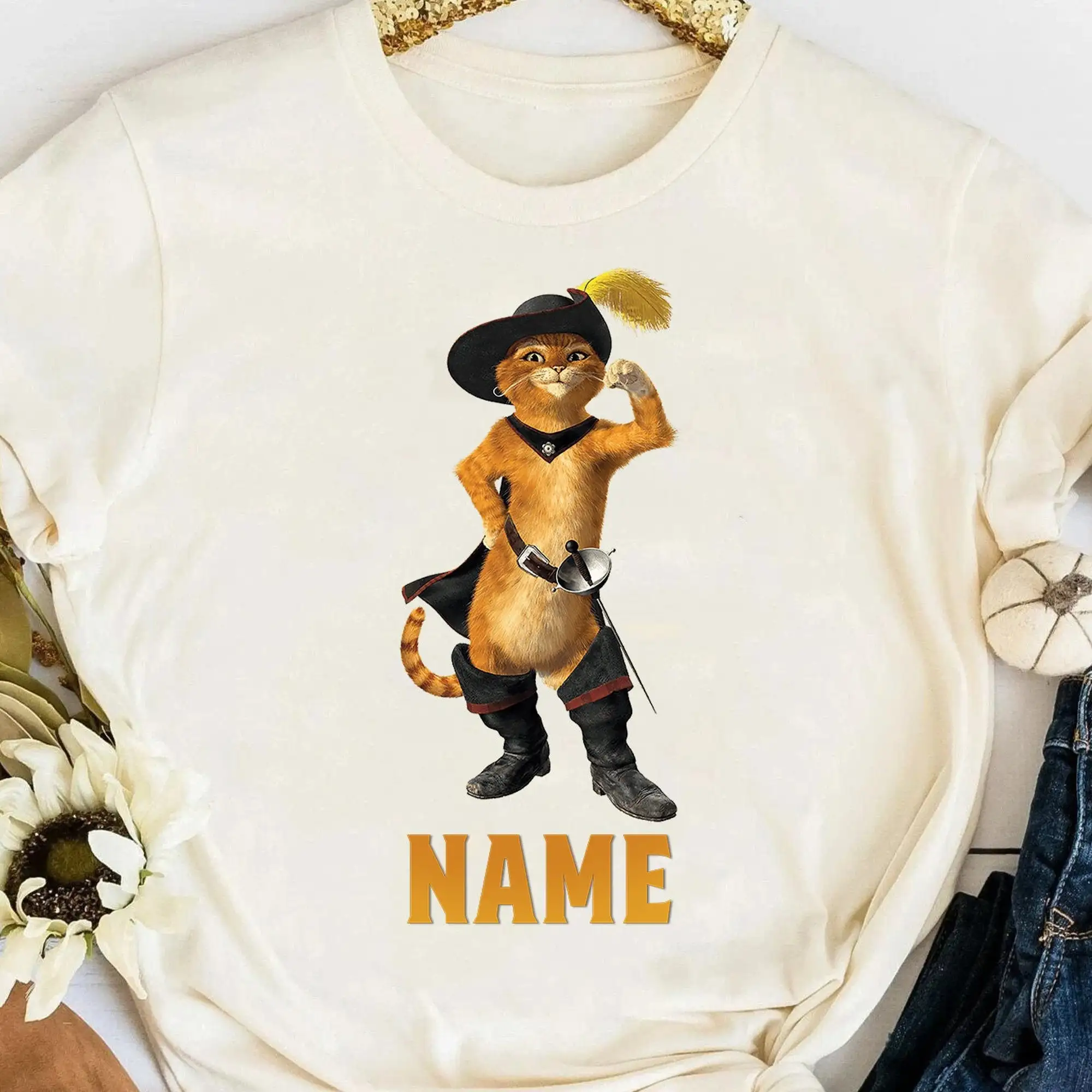 Maglietta Personalizzata Puss In Boots Personalizzata L'Ultimo Desiderio Senza Paura Hero Orange Cat Kids Na 300106