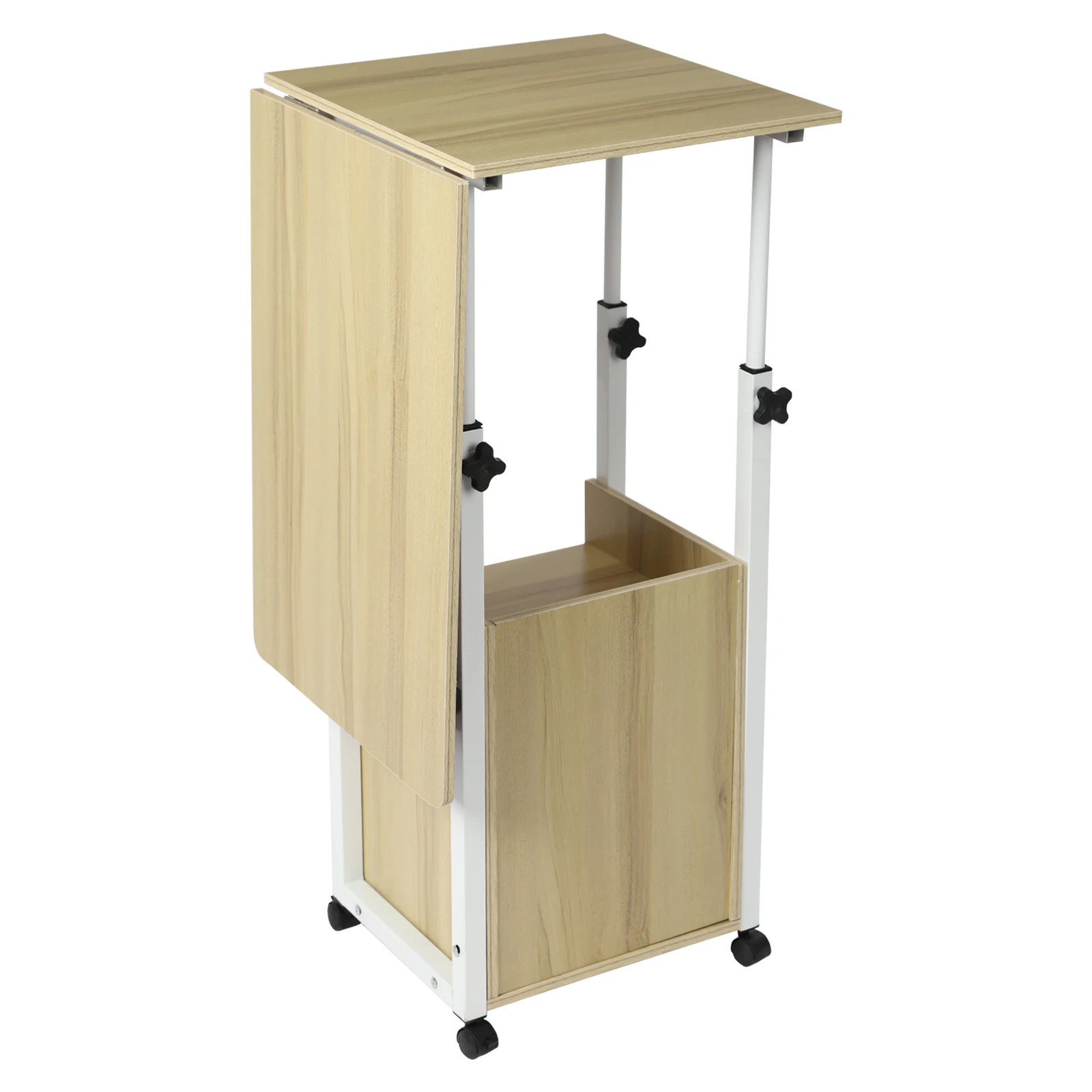 Überbett-Tisch mit 4 Universalrädern, Multifunktionaler Beweglicher Nachttisch, 70-88cm Höhenverstellbarer Überbett-Schreibtisch – Detail 5