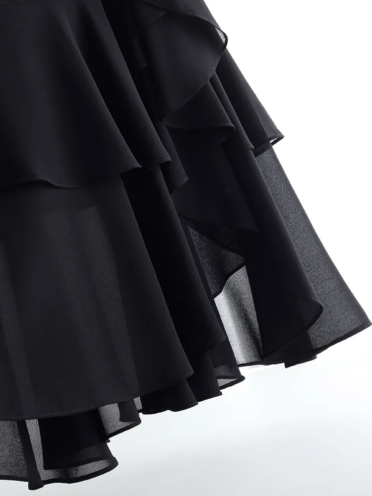 ZUZK Fashion Irregular Fishtail Chiffon Skirts Elegant High Waist Summer Luxury Party Skirt Female Ruffles Long Skirts 5