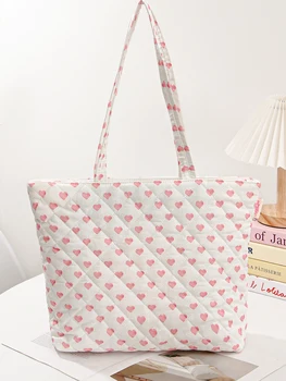1 piece of bow heart large capacity tote bag, fashionable and portable tote bag, a must-have handbag for commuting and travel 1