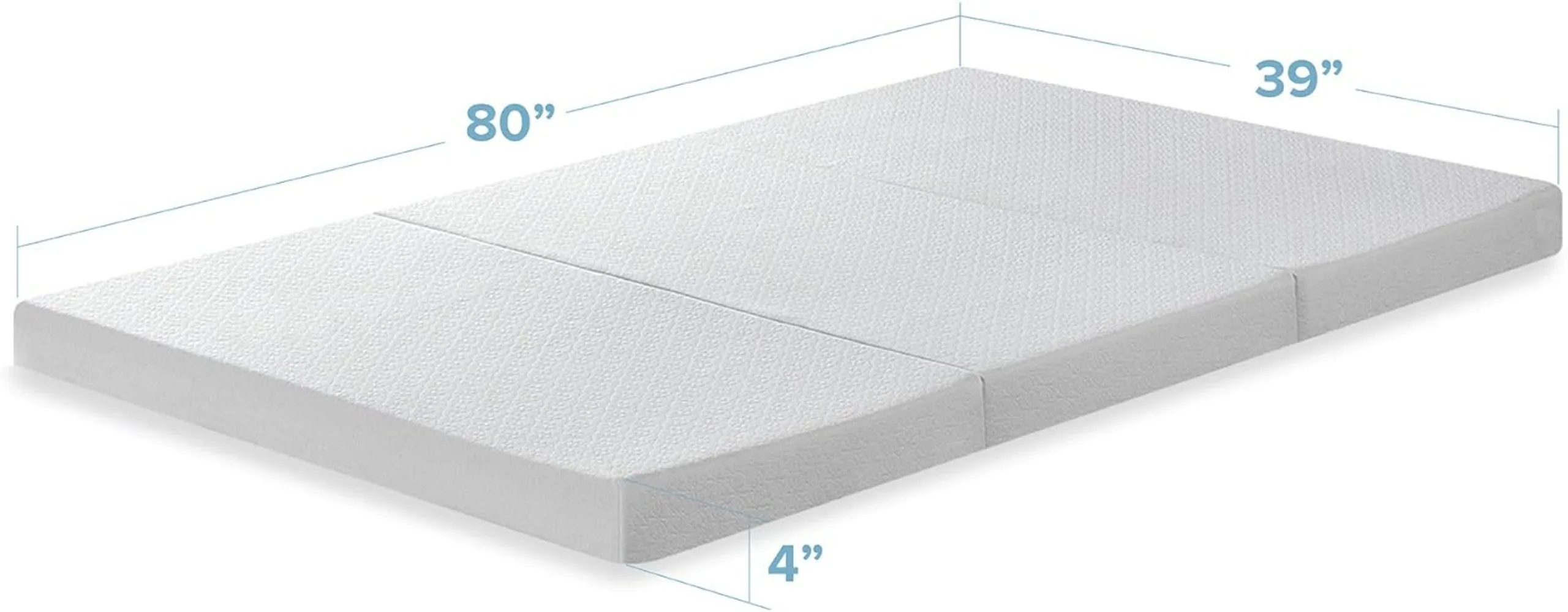 

Best Price Mattress 4 Inch Trifold Memory Foam Mattress Topper with Cover, CertiPUR-US Certified, Twin XL,White