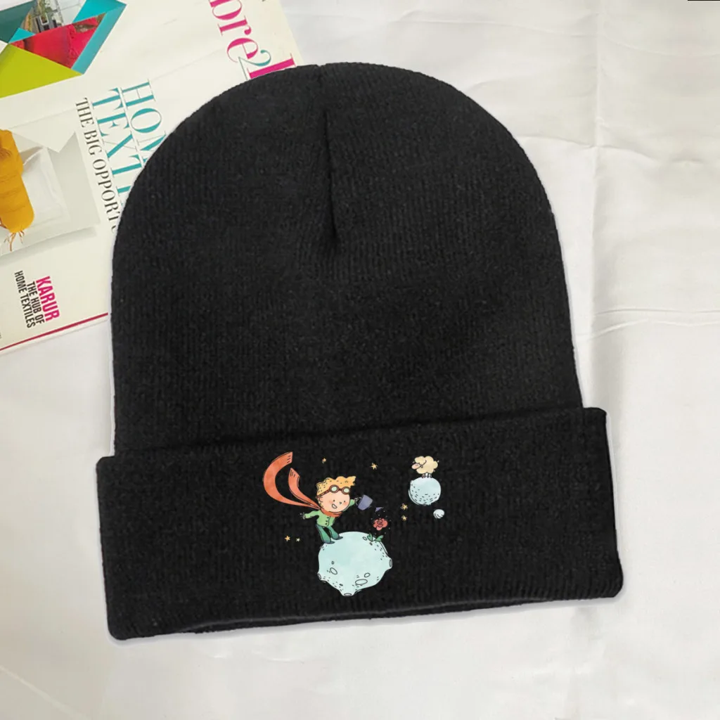 

The Little Prince Rose Film Skullies Beanies Caps Water The Flowers Knitted Winter Warm Bonnet Hats Unisex Ski Cap