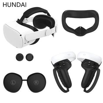 Oculus Quest 2 용 실리콘 보호 커버, 퀘스트 2 VR 용 헤드 스트랩 페이스 커버 아이 패드 핸들 그립 VR 액세서리 포함