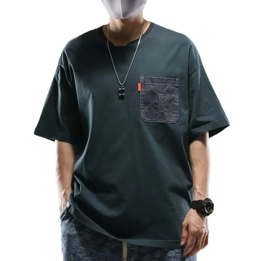 

Мужская футболка с коротким рукавом, однотонная летняя Универсальная футболка