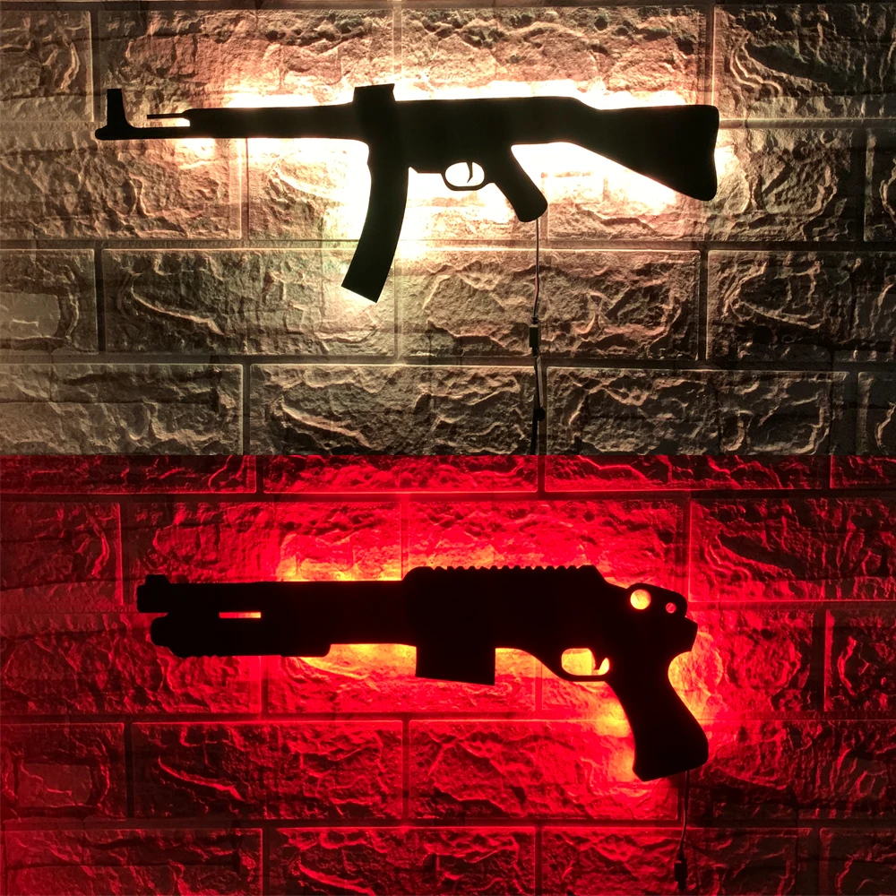 ZK30 Creative Military Fan Firearms Model Wall Lamp Hanging Picture LED Atmosphere Light Indoor Bar Decoration USB Night Light