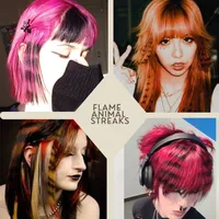 Extensions capillaires synthétiques lisses à Clip imprimé à rayures, postiches colorées de 18 pouces pour filles, nouvelle collection 4