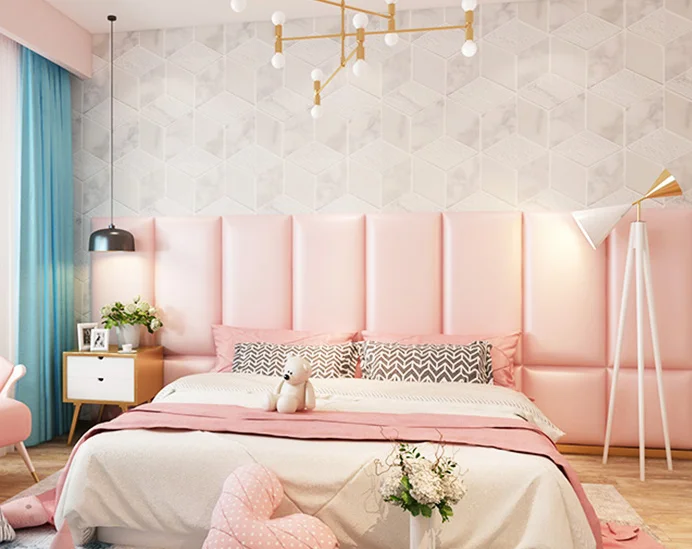 

New Fashion solid color breathable Bedside board background wall sticker
