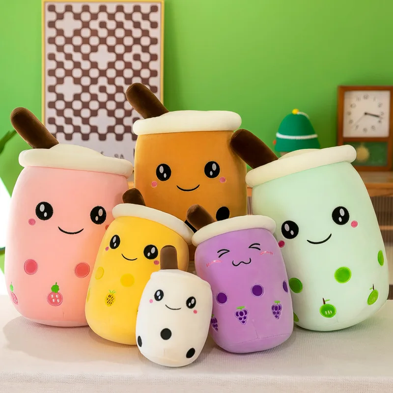 22-70cm Giant Size Bubble Tea Plushies Squishy Milk Tea Boba Pillow Peluche Ice Cream Fruits Juice Drink Bottle Prop Decor Gift 2