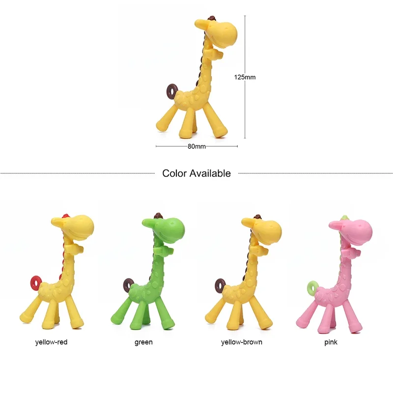 1PCS Baby Silicone Teething Training Toothbrush BPA Free Giraffe Shape Safe Toddle Teether Chew Toys Teethers Soothe Babies Gums silicone teether