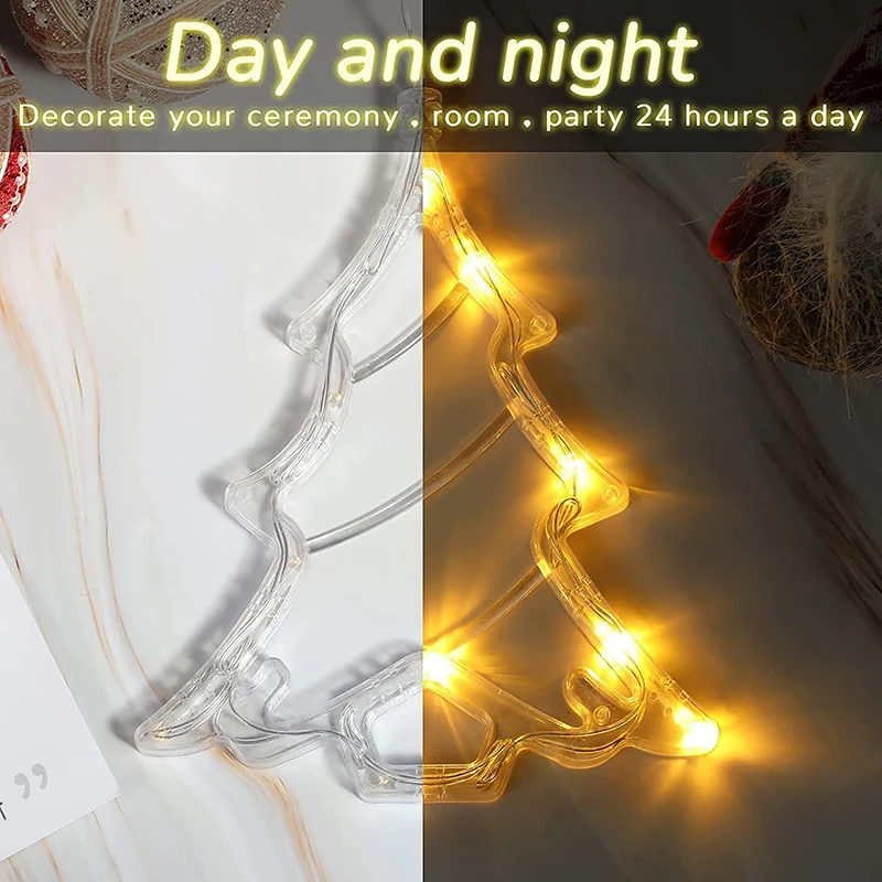 Christmas Suction Cup Light Window Backdrop Decoration LED String Light For Indoor Home Bedroom Wedding Party New Year 2022 2023
