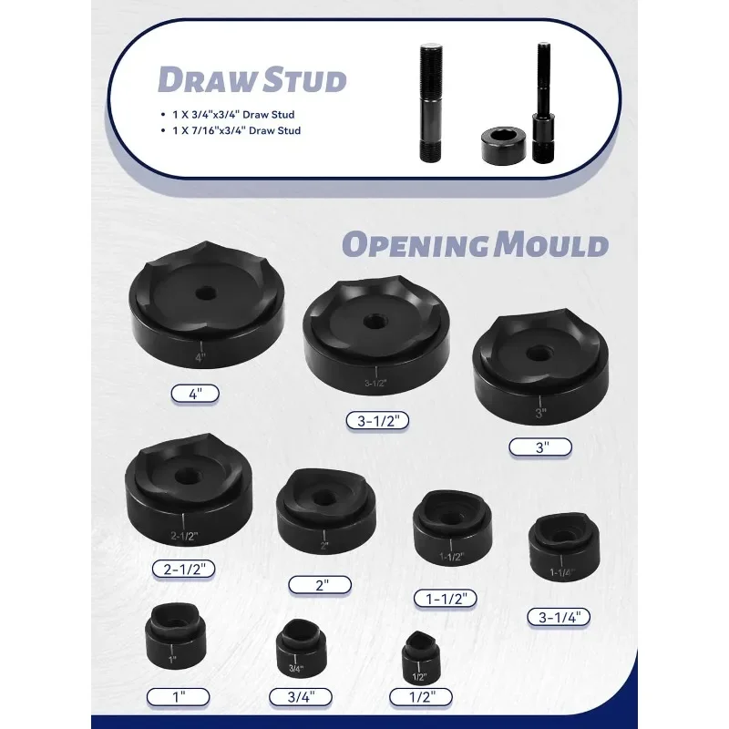 home. Hydraulic Knockout Punch Electrical Conduit Hole Cutter Set KO Tool Kit 1/2 to 4 inch (15T(1/2"-4")) US(Origin) 2