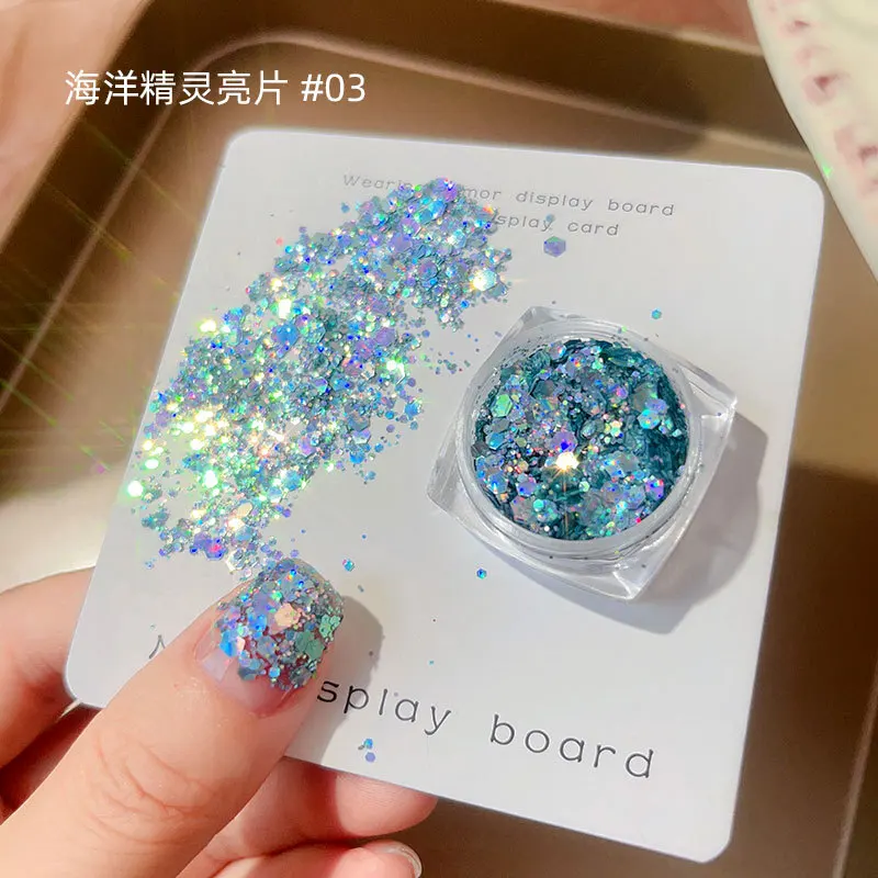 1Pc Holographic Nail Glitter Ultra-Thin Sequins Mixed Sizes Nail 3D Decals Glitter Flakes Powder Polish Decorations