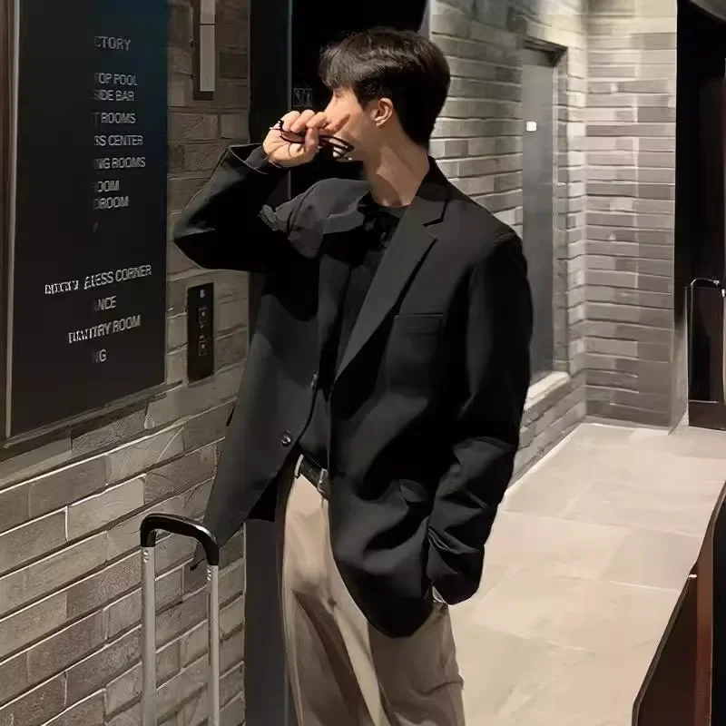 Mens blazer Korean casual western-style loose-fit single-breasted jacket autumn trendy Dongdaemun style