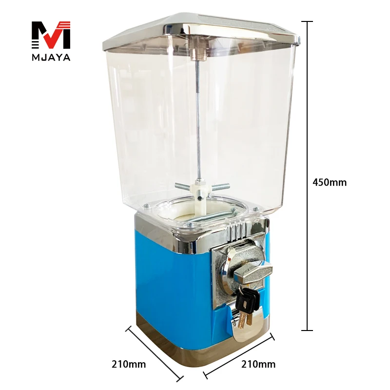 1Pcs Blue Vending Machine Plastic Toy Capsule Sweet Candy Tabletop Bouncing Balls Cabinet Metal Penny-in-the-slot Coin Vendor