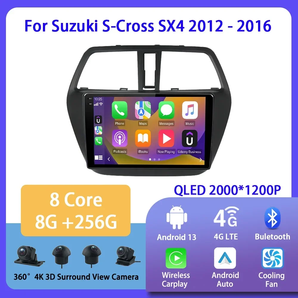 

Android 13 для Suzuki S-Cross SX4 2012 - 2016 для автомобильного Радио Мультимедийный видеоплеер навигация для Carplay GPS стерео плеер DVD