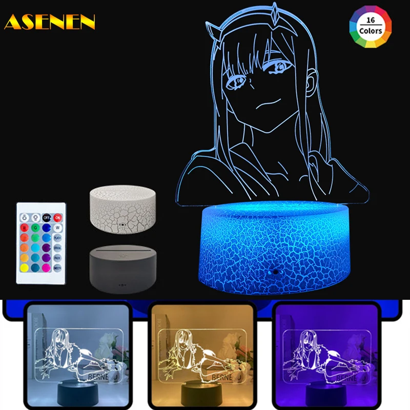 

Zero Two Anime Figure 3D Led Lamp 16Color Adjust Cartoon Nightlight Japanese Manga Led Light for Kids Girls Friend Brithday Gift