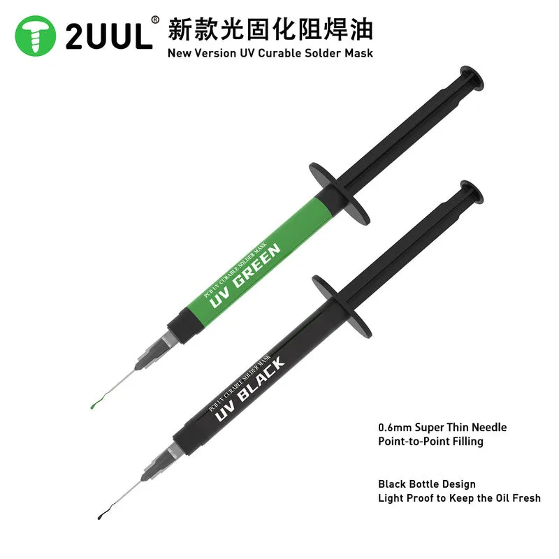 

2UUL Green Black PCB UC Curable Solder Mask for Mobile Phone Repair Motherboard BGA Paint Prevent Corrosive Arcing Welding Paste